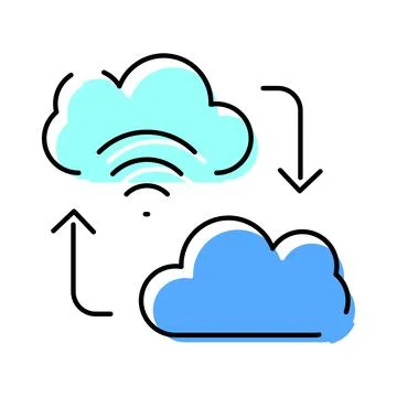 Cloud computing data transfer uploading downloading information イラスト素材