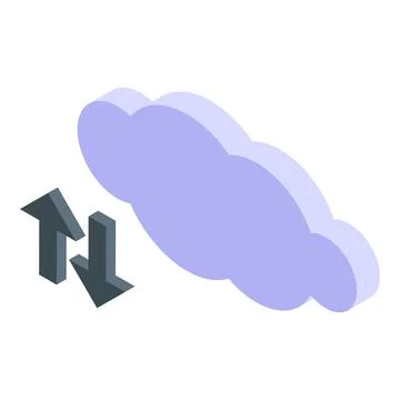 Cloud computing data transferring with up and down arrows isometric icon 스톡 일러스트