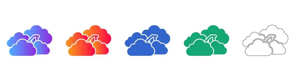 Cloud Computing Data Upload and Storage Icon Set 库存插图