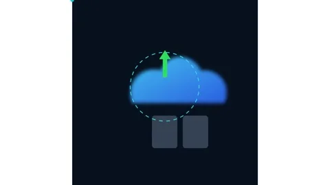 Cloud computing data upload animation with green arrow for digital technology Stock Footage 338188933