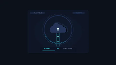 Cloud computing data upload animation loop Видео 346546167