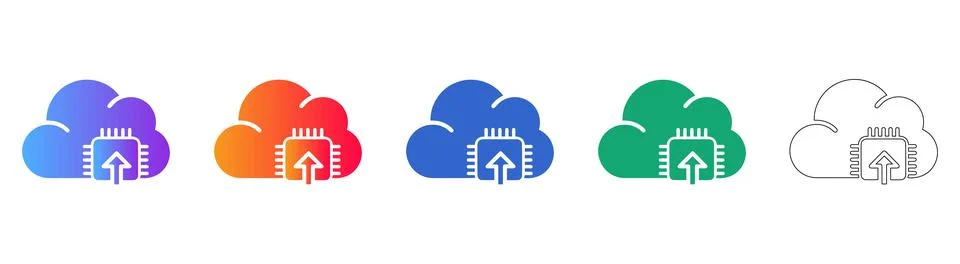 Cloud Computing Data Upload Icons Stock Illustration