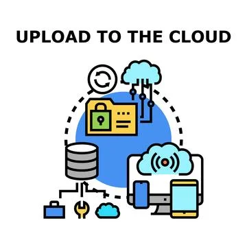 Cloud computing data upload protecting digital information イラスト素材