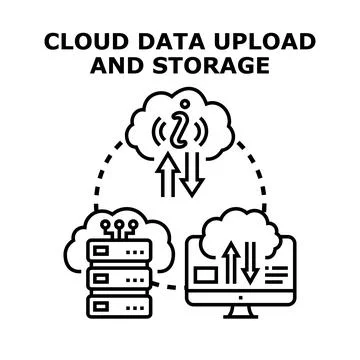 Cloud computing data uploading and storage concept Stockillustratie
