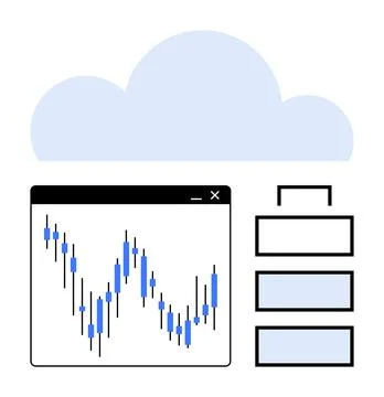 Cloud Computing with Data Visualization and Organizational Chart Elements 스톡 일러스트
