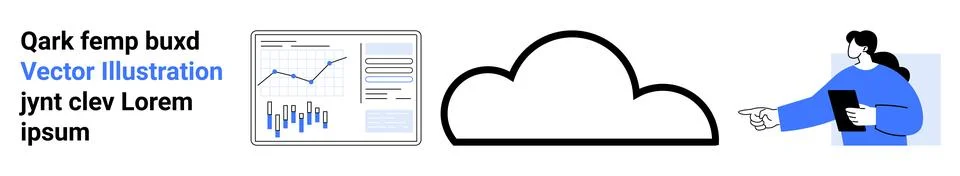 Cloud computing, data visualization, teamwork, digital storage, remote work,  库存插图