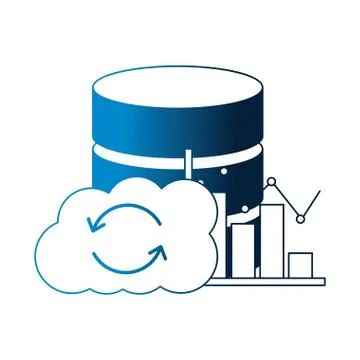 Cloud computing database center statistics chart イラスト素材