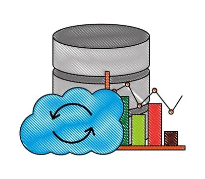 Cloud computing database center statistics chart Illustrazione stock