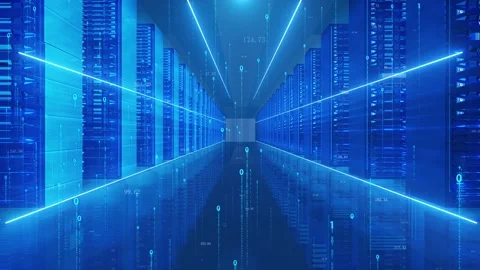 Cloud computing database cluster server room Stock Footage 167984488