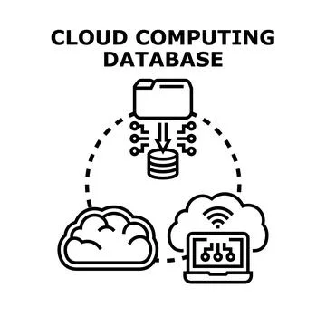 Cloud computing database connection and data processing Stock Illustration