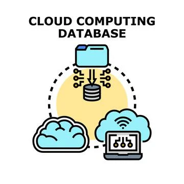 Cloud computing database connection and data processing Illustrazione stock