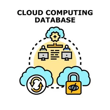 Cloud computing database network connection and secure data storage 库存插图