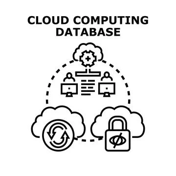 Cloud computing database network connection and secure data storage Stock Illustration