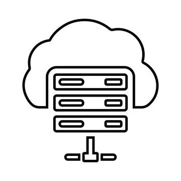 Cloud, computing, database outline icon. Line art vector. Stock Illustration