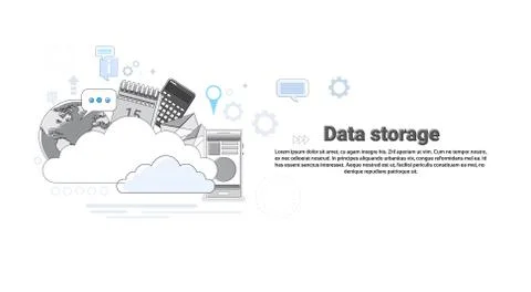 Cloud Computing Database Storage Services Web Technology Banner Illustrazione stock