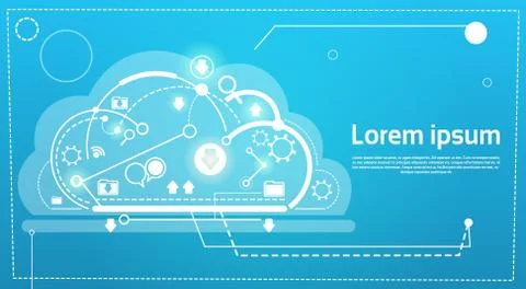 Cloud Computing Database Storage Services Web Technology Banner Stock Illustration