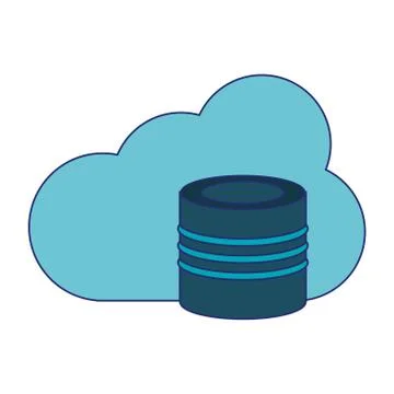Cloud computing database symbol blue lines Stock Illustration