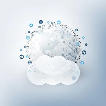 Cloud Computing Design Concept - Digital Connections, Technology Background.. 스톡 일러스트