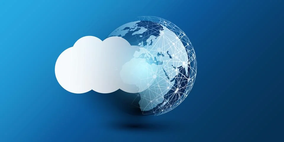 Cloud Computing Design Concept - Digital Connections, Technology Background.. Stock Illustration