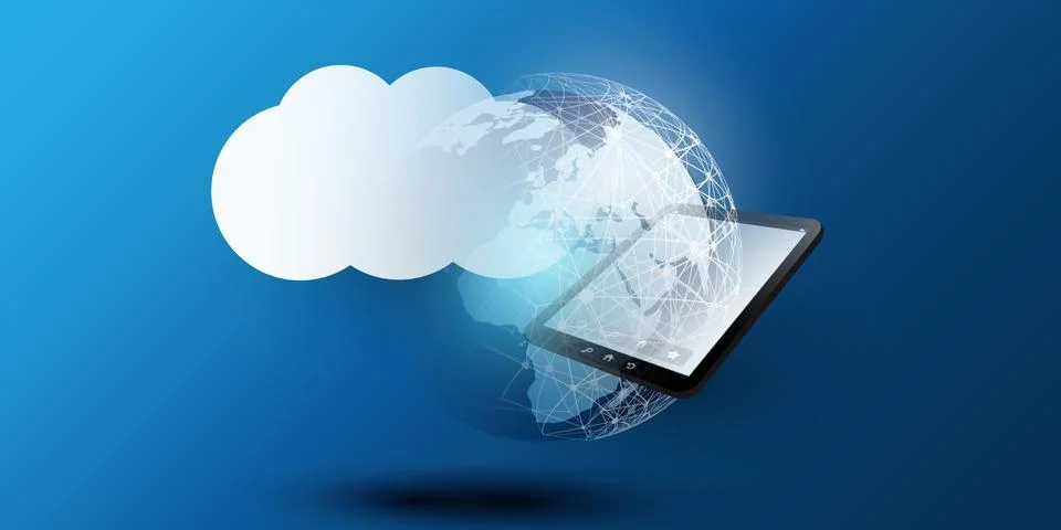 Cloud Computing Design Concept - Digital Connections, Technology Background.. 스톡 일러스트
