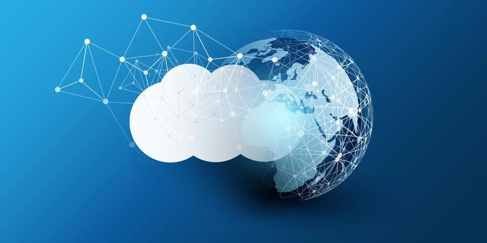 Cloud Computing Design Concept - Digital Connections, Technology Background.. Stock Illustration