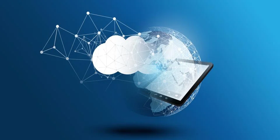 Cloud Computing Design Concept - Digital Connections, Technology Background.. Stock Illustration
