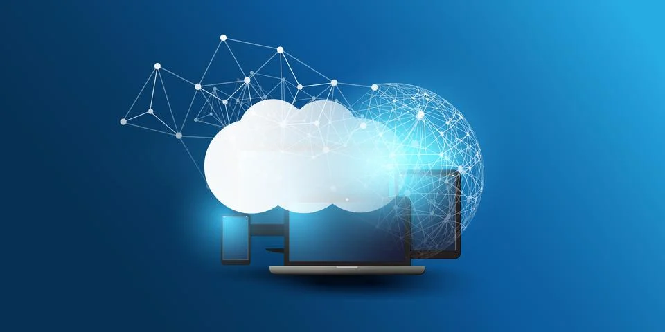 Cloud Computing Design Concept - Digital Connections, Technology Background.. Stockillustratie