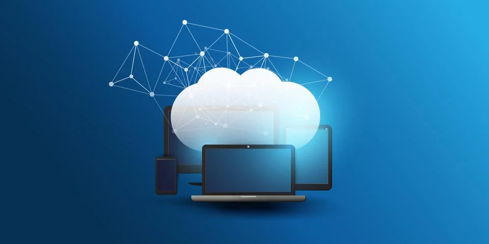 Cloud Computing Design Concept - Digital Connections, Technology Background.. Stockillustratie
