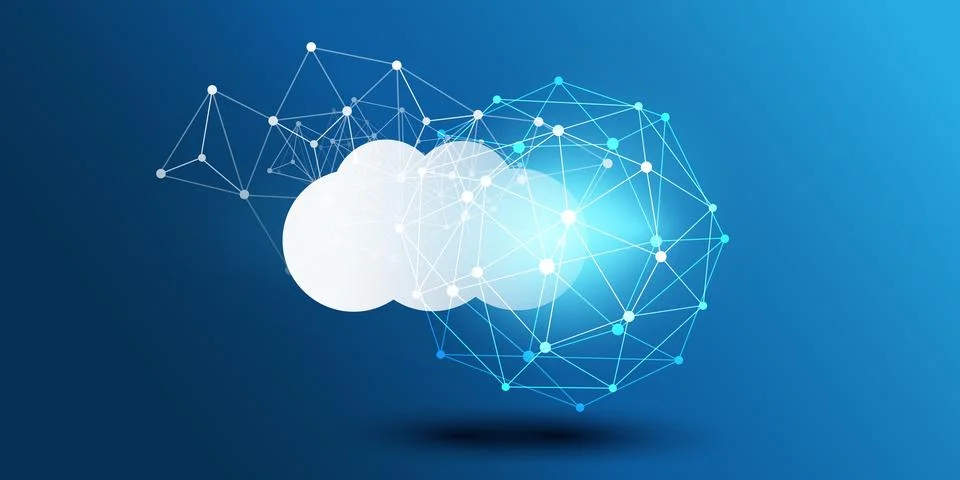 Cloud Computing Design Concept - Digital Connections, Technology Background.. Stock Illustration