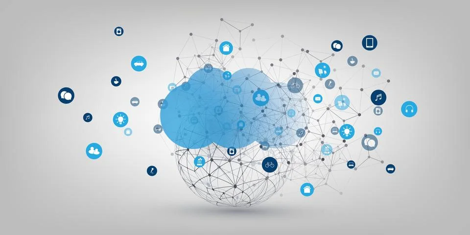 Cloud Computing Design Concept - Digital Connections, Technology Background.. 스톡 일러스트