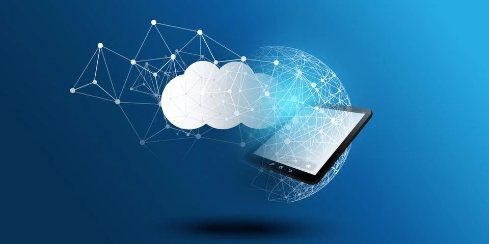 Cloud Computing Design Concept - Digital Connections, Technology Background.. Stock Illustration