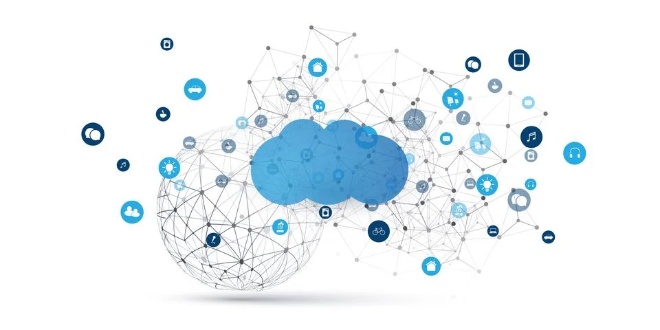 Cloud Computing Design Concept - Digital Connections, Technology Background.. Stock Illustration