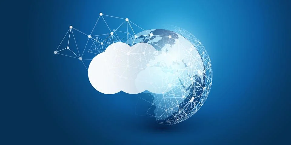 Cloud Computing Design Concept - Digital Connections, Technology Background.. Stock Illustration