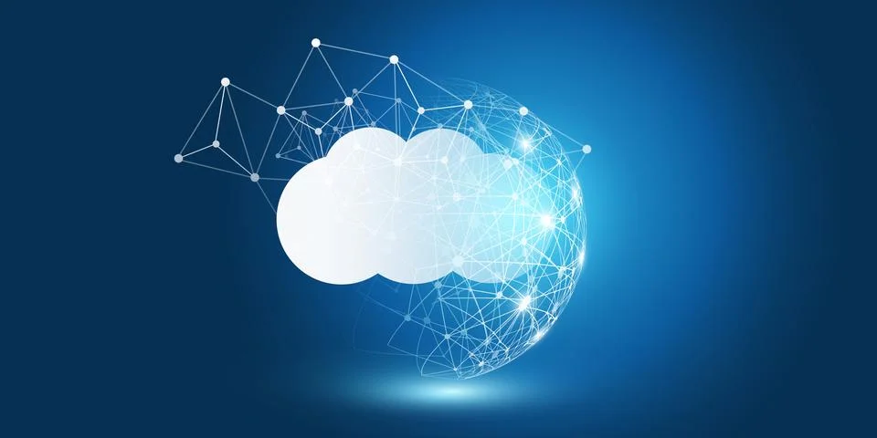 Cloud Computing Design Concept - Digital Connections, Technology Background.. Stock Illustration