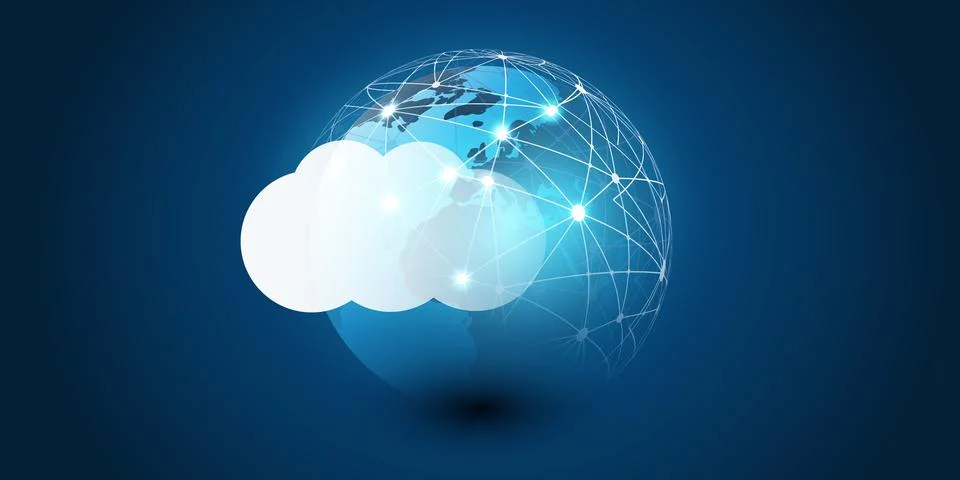 Cloud Computing Design Concept - Digital Connections, Technology Background.. Stock Illustration