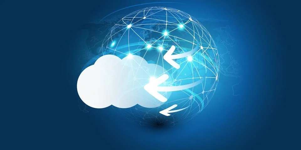 Cloud Computing Design Concept - Digital Connections, Technology Background.. Stock Illustration