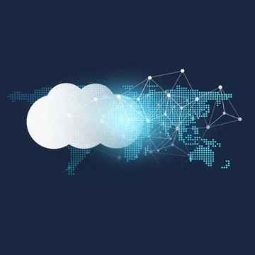 Cloud Computing Design Concept - Digital Connections, Technology Background.. Illustrazione stock
