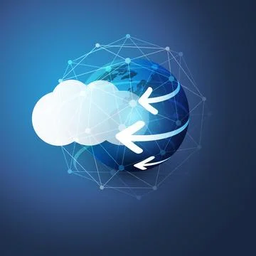 Cloud Computing Design Concept - Digital Connections, Technology Background.. Stock Illustration