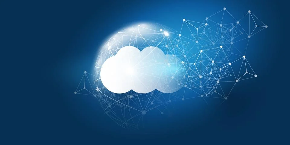 Cloud Computing Design Concept - Digital Connections, Technology Background.. Stock Illustration