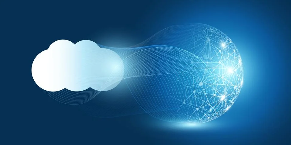 Cloud Computing Design Concept - Digital Connections, Technology Background.. 库存插图