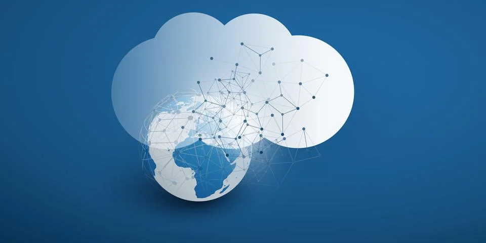 Cloud Computing Design Concept - Digital Connections, Technology Background.. 스톡 일러스트