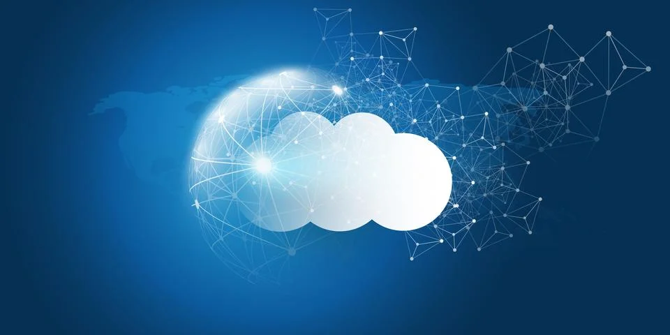 Cloud Computing Design Concept - Digital Connections, Technology Background.. Illustrazione stock