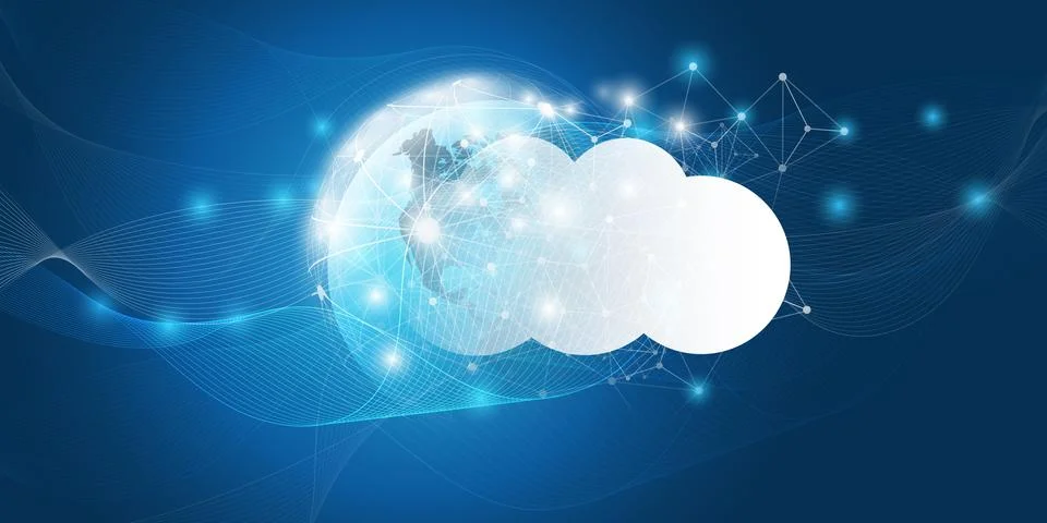 Cloud Computing Design Concept - Digital Connections, Technology Background.. Stock Illustration