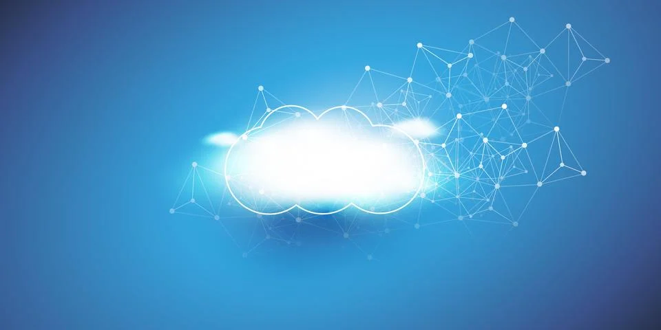 Cloud Computing Design Concept - Digital Connections, Data Center - Backgro.. イラスト素材