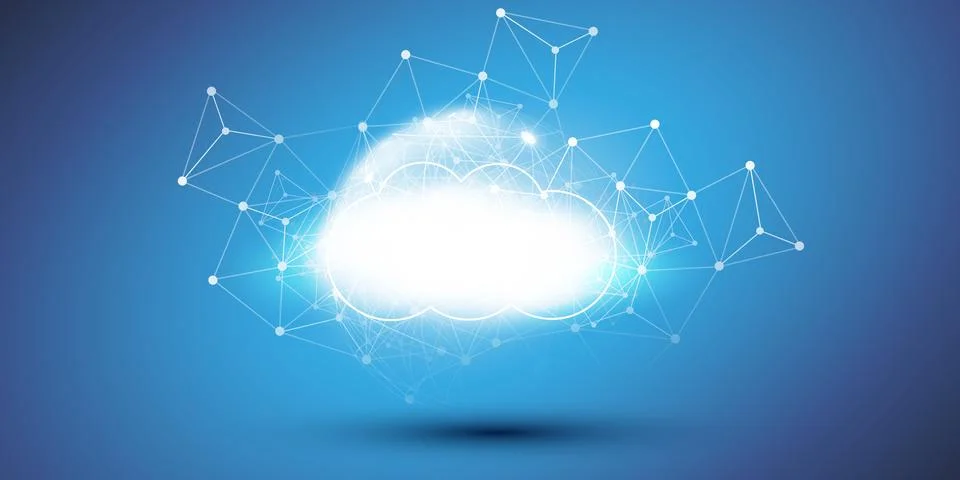 Cloud Computing Design Concept - Digital Connections, Technology Background.. Stock Illustration