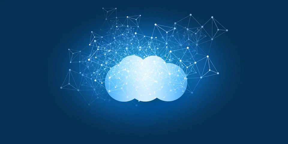 Cloud Computing Design Concept - Digital Connections, Technology Background.. Stock Illustration