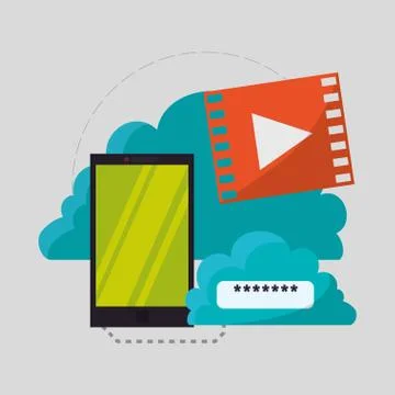 Cloud computing design. Media icon. Isolated illustration Stock Illustration