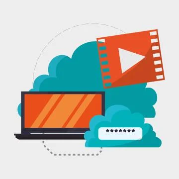 Cloud computing design. Media icon. Isolated illustration 스톡 일러스트