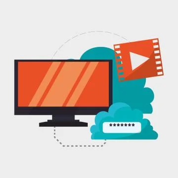Cloud computing design. Media icon. Isolated illustration Stock Illustration