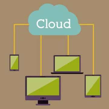 Cloud computing design over beige background, vector illustration Stock Illustration